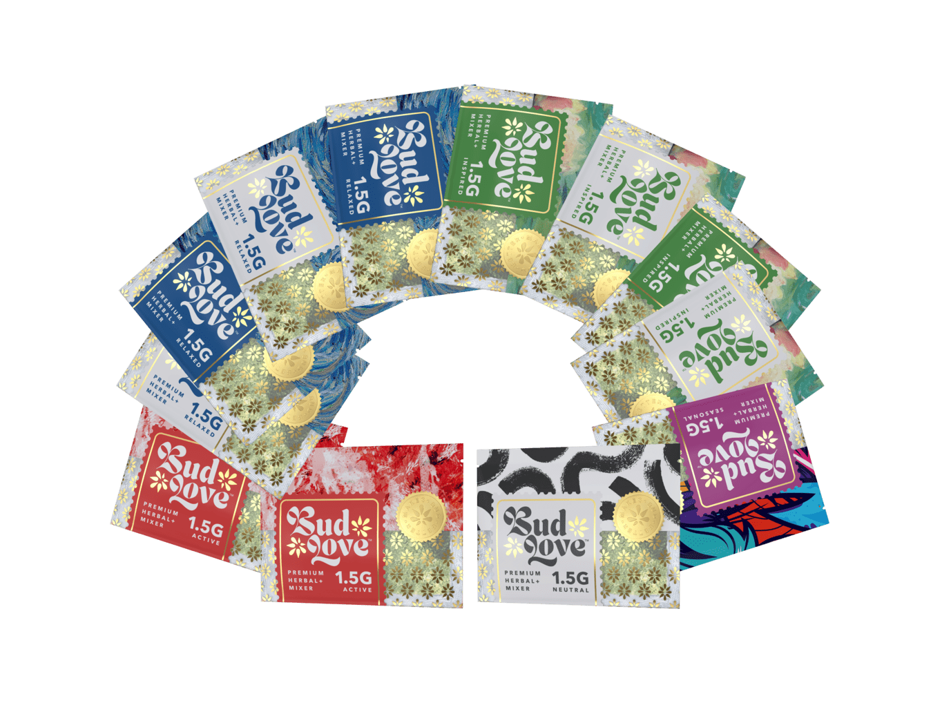 Multi Pack Premium Herbal+ Mixer. All scents. 12x 1.5g resealable pouches. Try some today and become a Bud Lover!