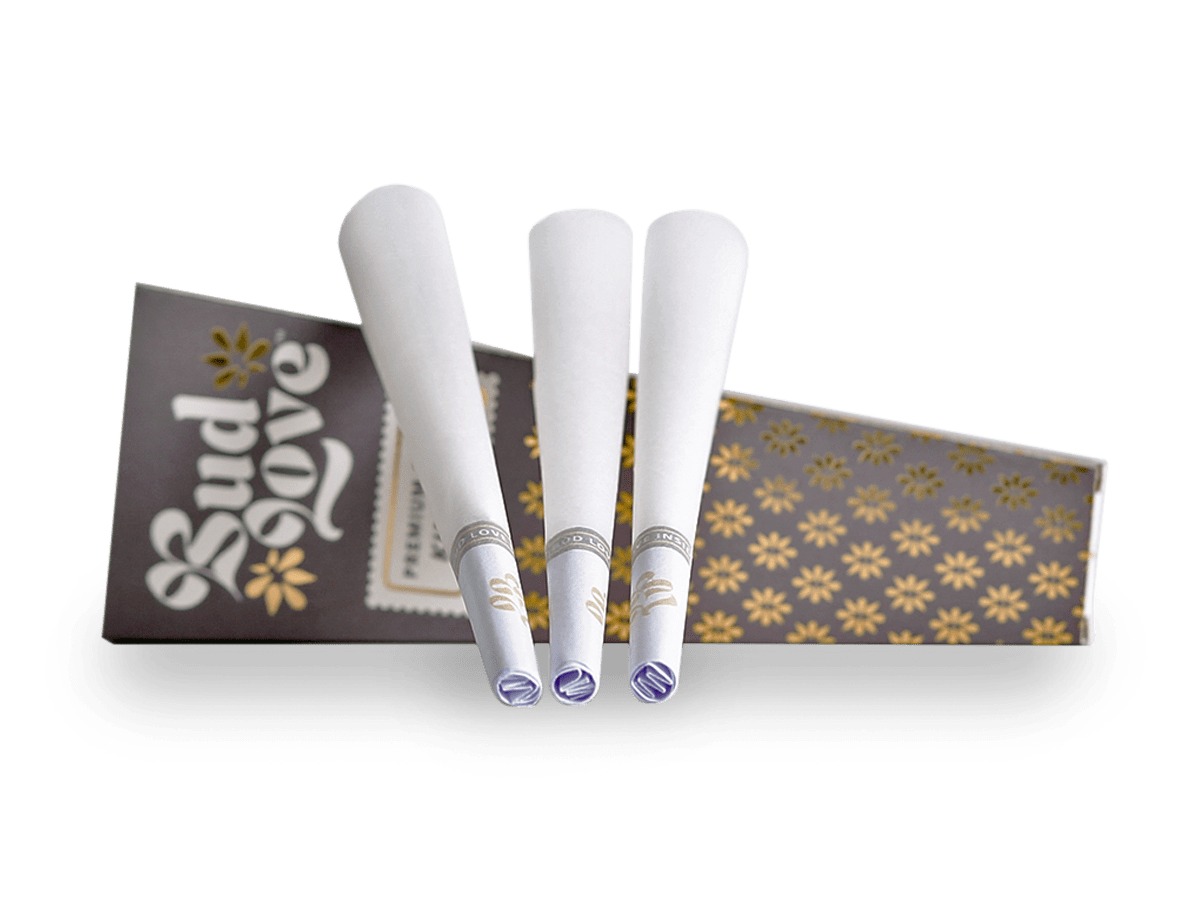 Bud Love Makes Bud Better! King Size premium slow burning rice paper pre-roll cones. The perfect companion to your favorite Bud Love + flower mixture!