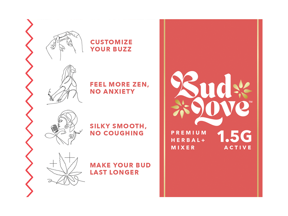 Bud Love Makes Bud Better! 1.5g resealable pouch. Tropical Shipwreck flavor – pairs well with sativa strains. Try some Premium Herbal+ Mixer today and become a Bud Lover!