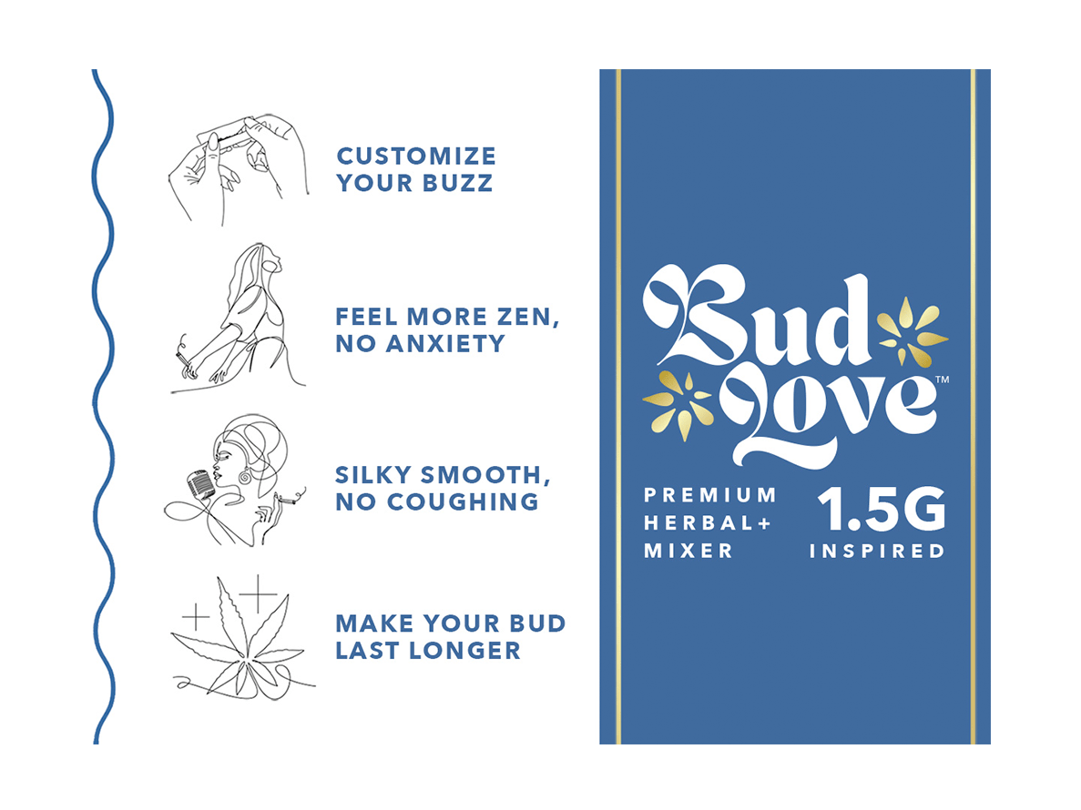 Bud Love Makes Bud Better! 1.5g resealable pouch. Apple Scout Cookies flavor – pairs well with indica strains. Try some Premium Herbal+ Mixer today and become a Bud Lover!