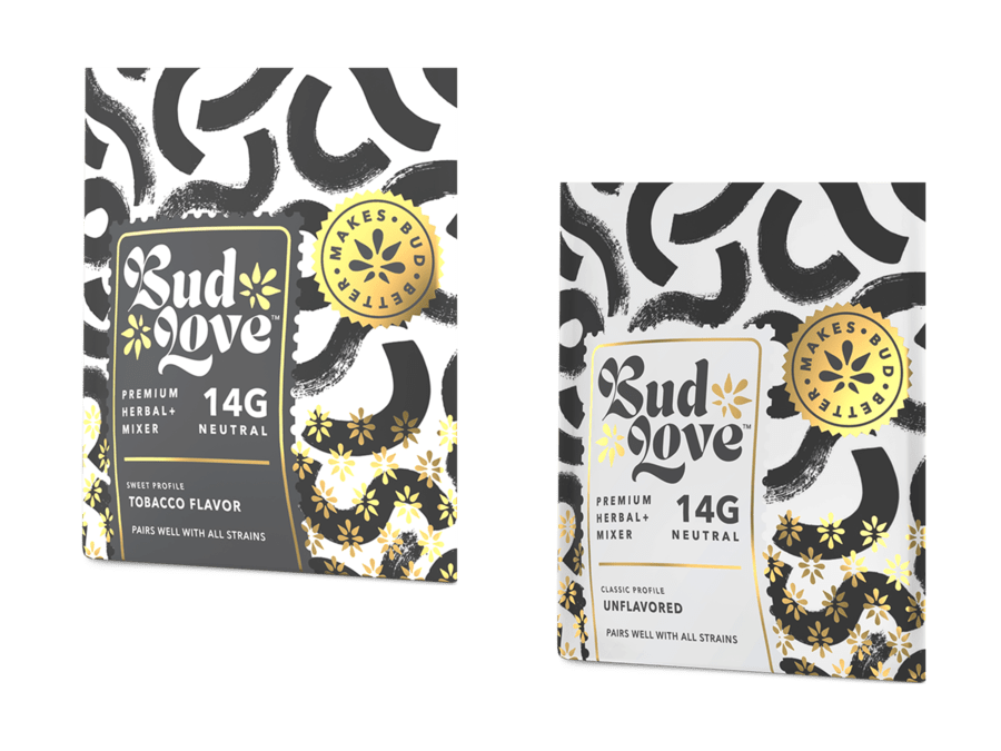Bud Love Makes Bud Better! 2x 14g double-seal airtight pouch. Unflavored & Tobacco Flavor – adds balance to your sesh. Try some today and become a Bud Lover!