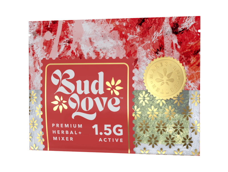 Bud Love Makes Bud Better! 1.5g resealable pouch. Tropical Shipwreck flavor – pairs well with sativa strains. Try some Premium Herbal+ Mixer today and become a Bud Lover!